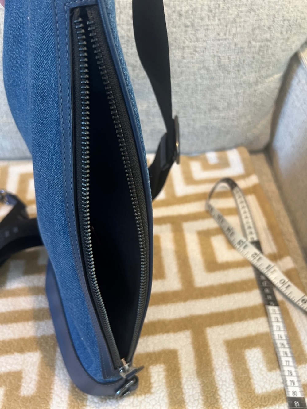 RARE Coach Purse (Crossbody Bag). Denim and Navy Leather Sling Belt Bag - Picture 11 of 14